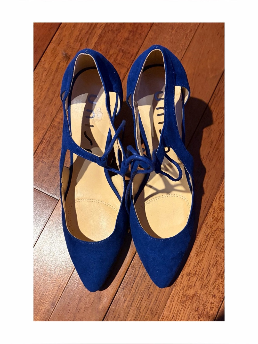 Unisa Unbranded Women's Royal Blue Suede Pointed Toe Lace-Up Heels